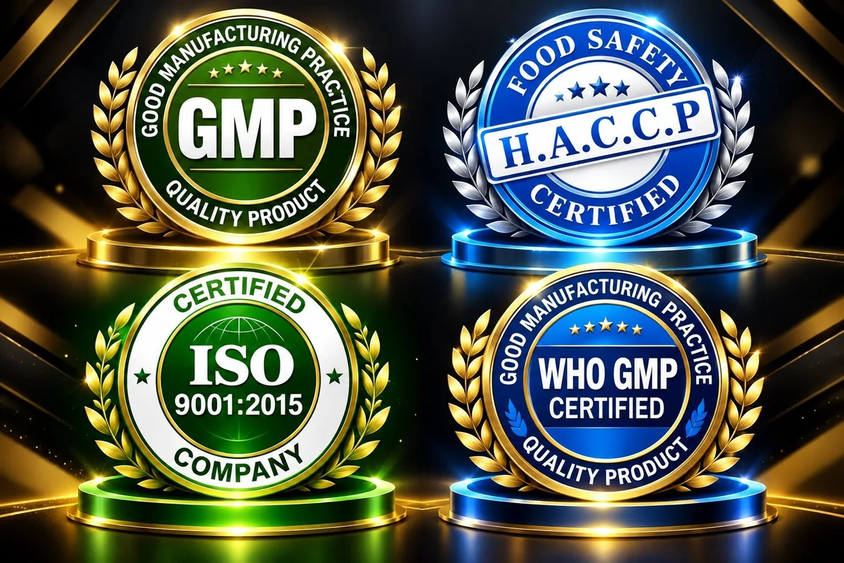 Shah Hayaat certifications: GMP, HACCP Food Safety, ISO 9001:2015 and WHO GMP Certified